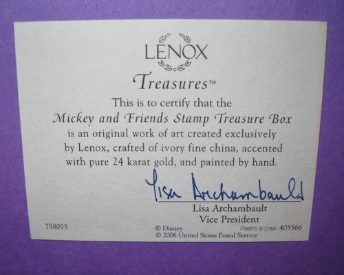 Lenox Disney - MICKEY AND FRIENDS STAMP TREASURE BOX - NIB COA - Picture 8 of 8