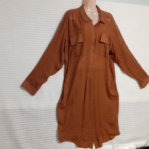 Camicia Free People Tunica Sundress da donna taglia L marrone trasparente colletto Hi-lo Boho - Foto 14 di 21