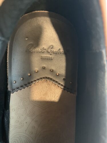 ROBERT GRAHAM Sz 8. Black Leather Sneaker Embossed Skulls Flowers RG5448L Shoes - Picture 5 of 16