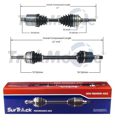 SurTrack Pair Set of 2 Front CV Axle Shafts For Pontiac Chevy Buick Std Asp Auto