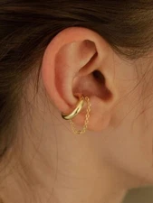 Woman 18K Gold Plated Earring Tassel Ear Cuff Cartilage Non Pierced