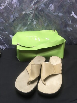 X-it Womens Sandals Beige Strappy Slip On Comfort Y2K Made In