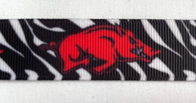 Razorback Ribbon Arkansas black red Grosgrain ribbon 5/8