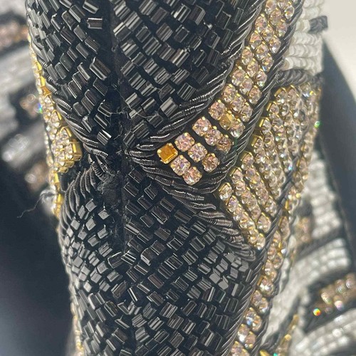 Balmain x H&M Peep-Toe Crystal Beaded Heel Boots Sz Eu 39 / US 8 - Picture 7 of 17