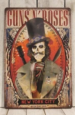 Guns n Roses Tin Sign Metal Poster G-n-R Live in Concert Vintage Ad Style NYC 