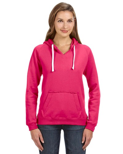 J America Ladies Sydney Brushed V-Neck 60% Cotton 40% Poly Hoody JA8836 S-2XL - Picture 7 of 7