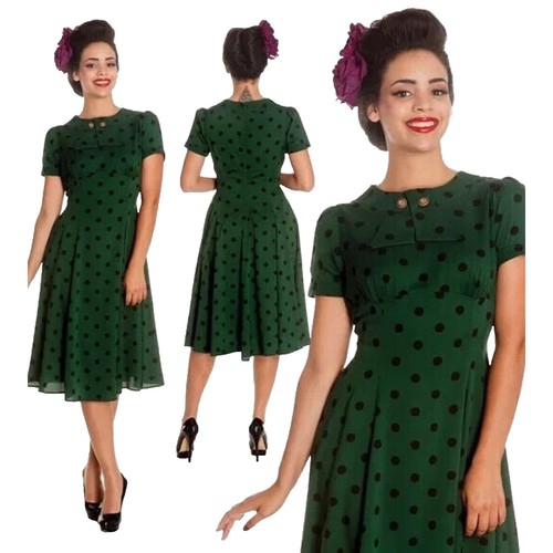 Hell Bunny Marian Green and White Polka Dot Halter Flare Party Dress | eBay Hell Bunny Marian Green and White Polka Dot Halter Flare Party Dress | eBay