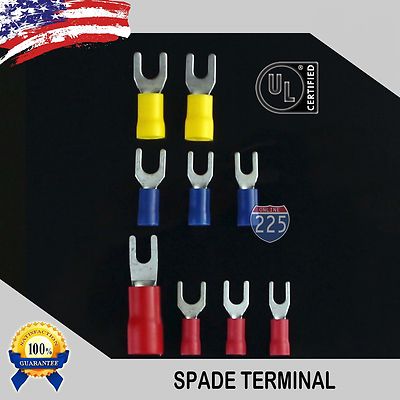 Insulated Vinyl Fork Spade Terminals Tin Copper Core 12-10 16-14 & 22-18 AWG LOT