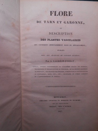 Adrien LAGRÈZE-FOSSAT, Flore de Tarn-et-Garonne (1847) Moissac Montauban. - Picture 2 of 3