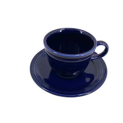 Fiestaware Cup Saucer Set 7 oz Twilight Dark Blue Lead Free Homer Laughlin - Picture 4 of 8