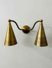 Handcrafted Double Sconce Mid Century Modern Raw Brass Wall Lamp