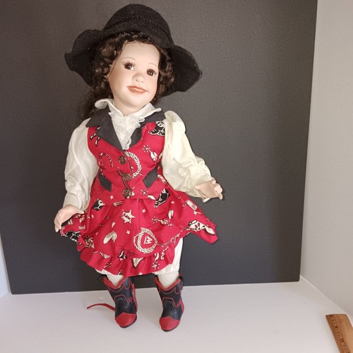 Vintage Porzellan Cowgirl Puppe, The Hamilton Collection.