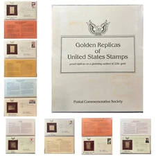 (9) Golden "Proof" Replicas (22K) of U.S. First Day of Issue Stamps - See Below