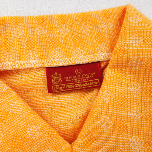 Polo uomo vintage anni 70 grande arancione Sears Kings Road manica corta diamante - Foto 3 di 14