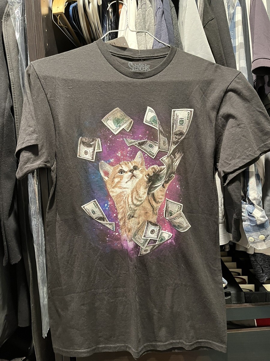 RARE NEW WITH TAG SPENCER'S CAT MONEY MAKE IT RAIN T-SHIRT
