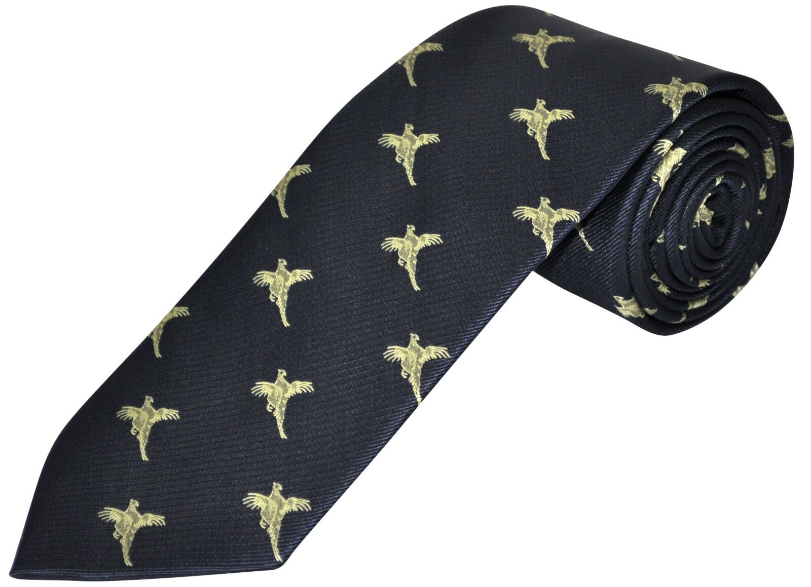 THE TIE STUDIO - Flying Pheasants on Navy Micro Luxury Men's Novelty Tie
