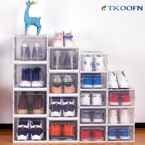 12 Pack Shoe Storage Box Clear Plastic Stackable Sneaker Organizer Containers