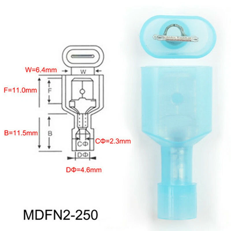200X Fully Insulated Male Female Spade Terminal Quick Disconnect Wire Connectors - Image 4 of 4