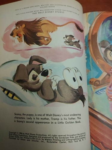 Walt Disney's Scamp's Adventure, A Little Golden Book, A print 1958 - Imagen 5 de 8