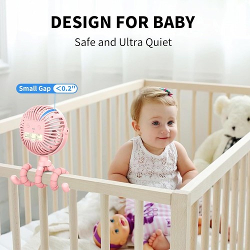 Battery Operated Stroller Fan Flexible Tripod Clip On Fan with 3 Speeds and Rota - Picture 6 of 7