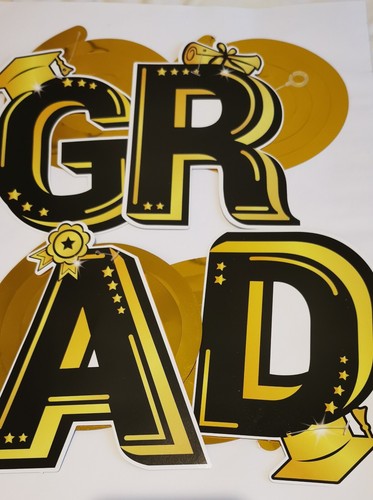 Graduation Party Decorations 30pc Hanging Spirals Black Gold and Silver - Picture 10 of 17