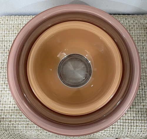 Vintage Pyrex Mixing Nesting 3 Bowl Clear Glass Bottom Autum Rainbow 322 323 325