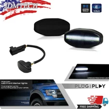 2pcs White LED Black Lens Front Side Marker Lights For 2010-14 Ford F-150 Raptor