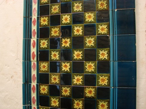 ART NOUVEAU MAYOLICA TILE PANEL ALFRED MEAKIN ENGLAND 72 tile - Picture 7 of 12
