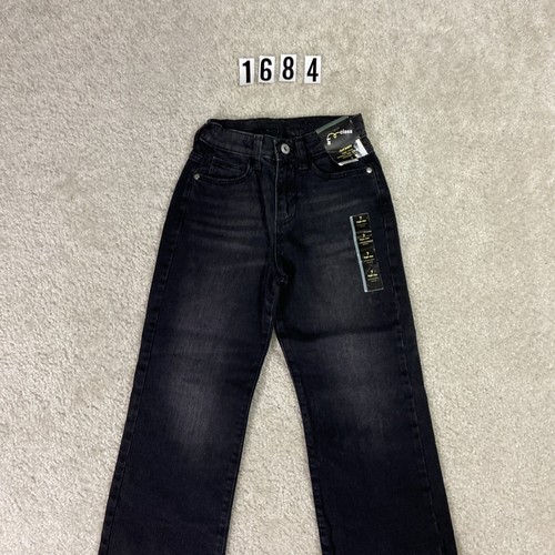 art class girls high rise straight leg raw hem girls size 7 black jeans - Picture 2 of 6