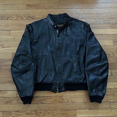 ジャケット・アウター 70s vintage leather riders jacket black Vintage 70s Sears The Leather Shop Biker Jacket Genuine Size
