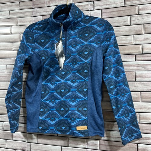 Panhandle M boys youth jacket 1/4 zip Powder River western blue aztec knit NWT