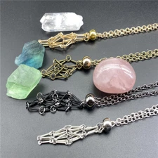 NEW 3Pack Crystal Stone Holder Necklace Pendant Holder Necklace Cord Adjustable