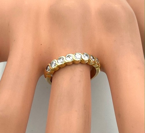 MAGNIFIQUE BAGUE OR 18 CARATS - Alliance en diamants 0,64 carat - 4,40 g - Picture 2 of 3