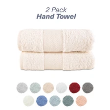 Hencely 2-Pack Hand Towels – Soft & Absorbent 100% Cotton Bathroom/Kitchen 16x28
