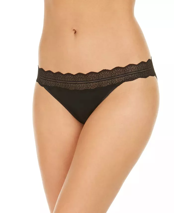 NWT Calvin Klein Women's S Lace Trim Bikini Underwear QD3780 Black