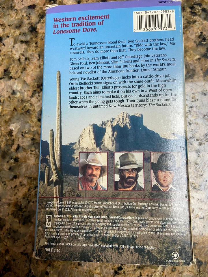 The Sackett’s Western Tom Selleck Sam Elliot Dual VHS Cassette Tape - Image 3 of 4