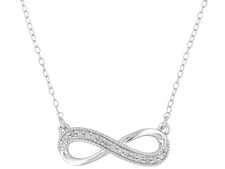 Diamond .10ctw Round Rhodium Plated Sterling Silver 18" Infinity Necklace