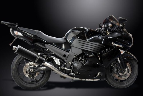 KAWASAKI ZZR1400 08-11 4-2 EXHAUST SYSTEM 450mm CARBON OVAL BSAU SILENCERS - Picture 3 of 4