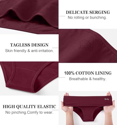 Ropa interior para mujer algodón hipster bragas tiro bajo grande paleta oscura profunda - Imagen 6 de 7