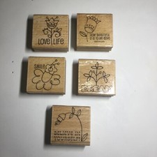 Hampton Art 5 Rubber Stamps Smile, Dream, Love Life, Believe in Yourself
