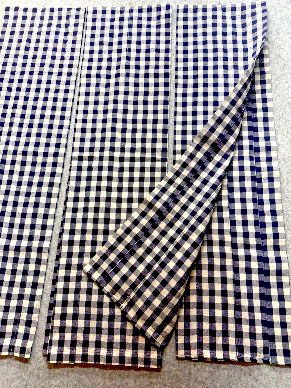 3 Buffalo Check Navy Blue & White Window Curtain Valences Primitive Cottage