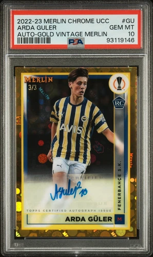 Arda Guler Rookie Auto-Gold #3/3: 2022-23 Topps UEFA Merlin Chrome Soccer Pop 1
