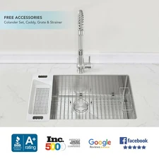 Zuhne Modena Single Bowl 16 Gauge Stainless Steel Undermount Kitchen Sink