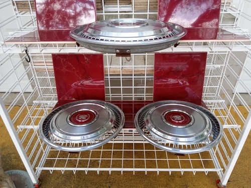 1980-1985 Cadillac Eldorado Seville 15" Hubcaps (3) Wheel Covers W/Red Emblems - Picture 22 of 24
