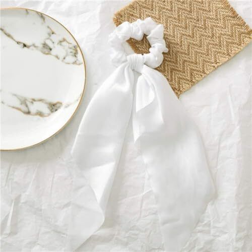 4 Pcs Yellow Women Girl Bow Satin Ribbon Ponytail Scarf Hair Tie Rope - Picture 5 of 6