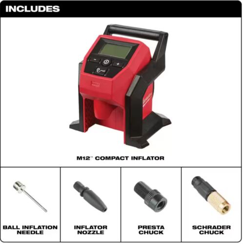 Milwaukee M12 Gonfiatore elettrico portatile senza fili 12 Volt agli ioni di litio 2475-20 - Foto 7 di 11