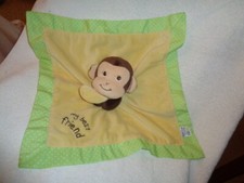 Monkey Yellow Green dots Plush Baby Security Blanket Garanimals MY BEST FRIEND