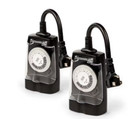 Outdoor 2 Grounded Outlets Timer with Waterproof Outlet Timer for Lights (2Pack)