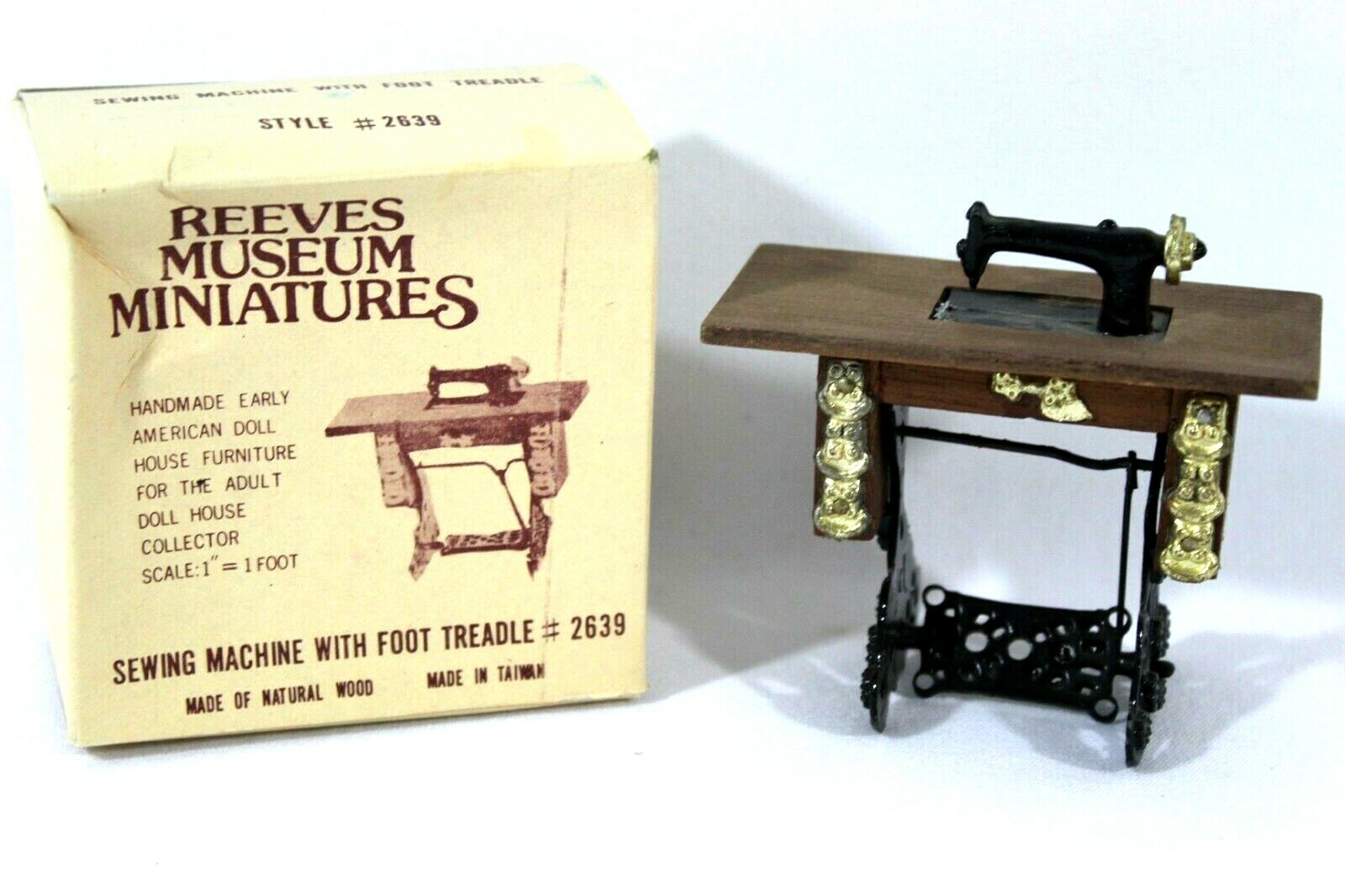 Reeves Machine Reeves Museum Miniatures Sewing Machine with Foot Treadle & Box ...