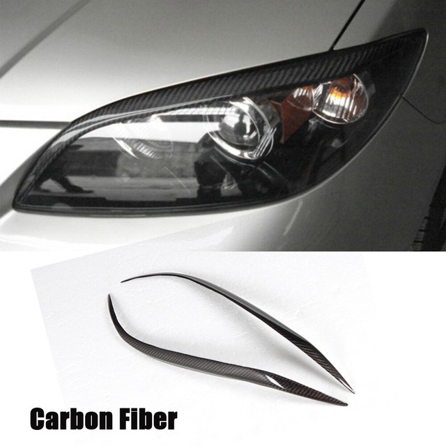 Carbon Fiber Headlight Cover Eyelids Eyebrows Trim for Mazda 3 Sedan